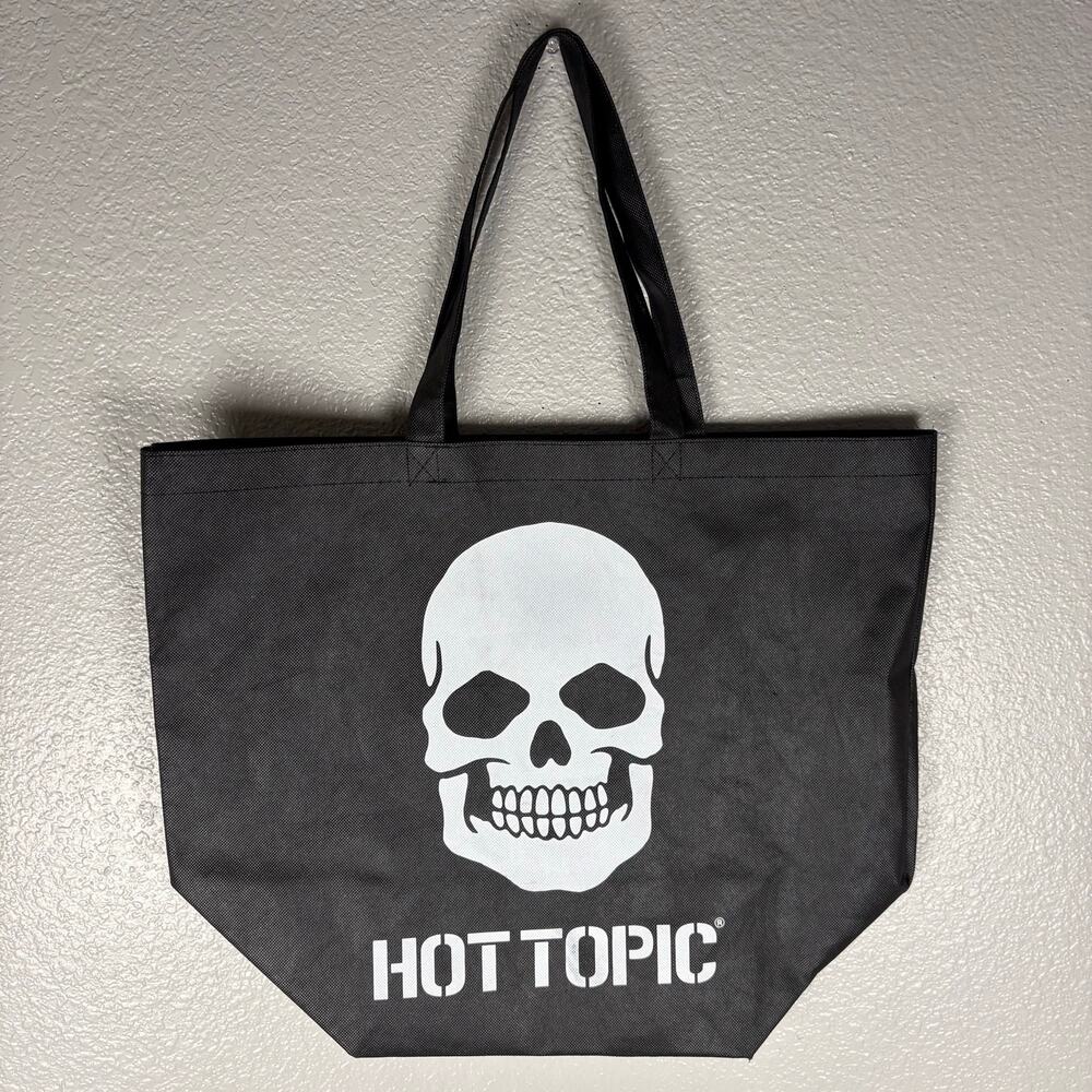 Hot Topic Black White Skull Shopping Shoulder Tote Bag Bone Gothic Emo Reuseable